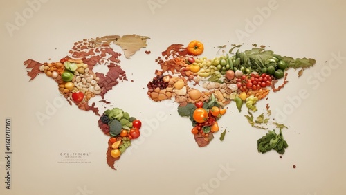 Fototapeta Naklejka Na Ścianę i Meble -  World Map with Vegetables