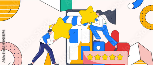 Virtual characters social communication concept business flat vector hand drawn illustration
