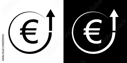 Euro Increase icon. Strong Euro symbol.