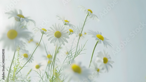 Vouquet of white camomiles isolated on white background Field wild chamomile Spring or summer blossom blooming Field flower : Generative AI