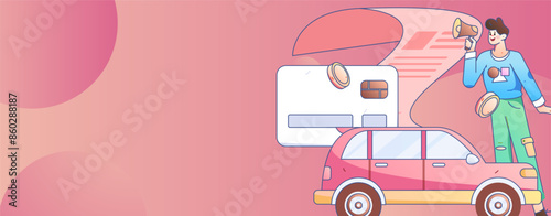 Buy insurance for car flat character vector concept operation illustration
