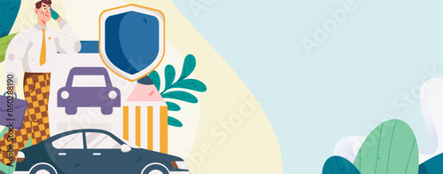 Buy insurance for car flat character vector concept operation illustration
