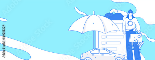 Buy insurance for car flat character vector concept operation illustration
