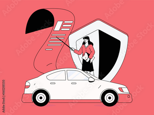 Buy insurance for car flat character vector concept operation illustration
