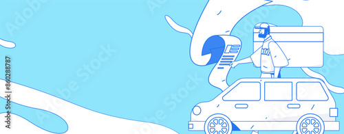 Buy insurance for car flat character vector concept operation illustration
