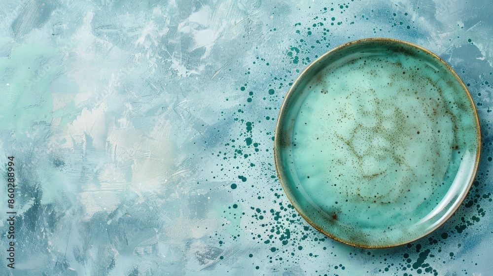 Ceramic plate on light background from above Amply space Ceramic plate on light background from above Amply space