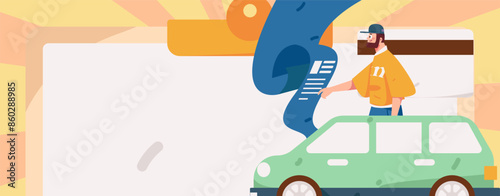 Buy insurance for car flat character vector concept operation illustration
