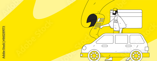 Buy insurance for car flat character vector concept operation illustration
