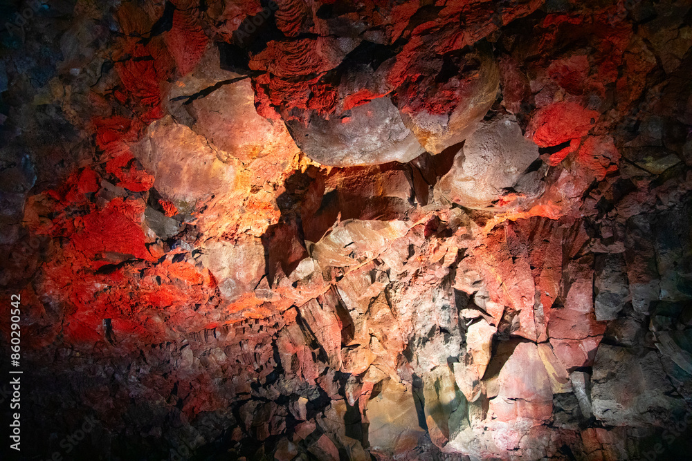 Naklejka premium Lava cave (tunnel) Raufarholshellir near Reykjavík, Iceland