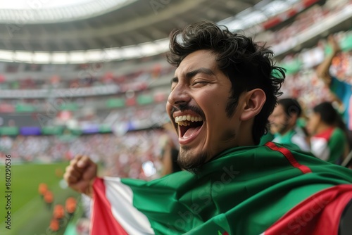 passionate support ecstatic mexican soccer fan cheering at stadium sports photography