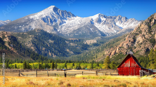 A Red Barn with Open Double Doors Provides a Glimpse into the Simple Farm Life