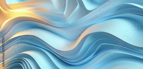 A refined 3D rendered image of a wave pattern paper cut background, featuring smooth surfaces and detailed light interactions that add depth and elegance.