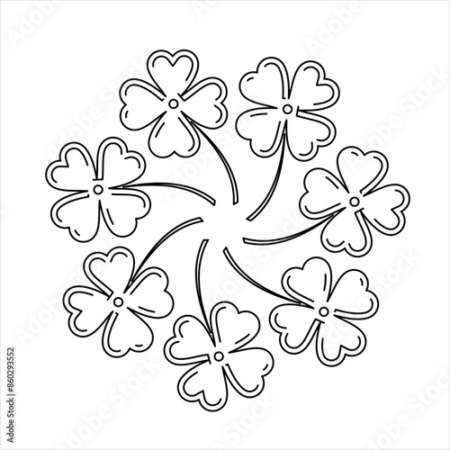 Clover Four Leaf Icon Monoline Style M_2406002