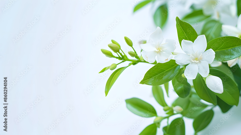 Obraz premium Murraya paniculata flowers and green leaves Isolated on a white background : Generative AI