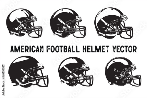 

American Football Helmet silhouettes Icon bundle. Football Helmet Svg set. American football Vector  bundle On White Background.