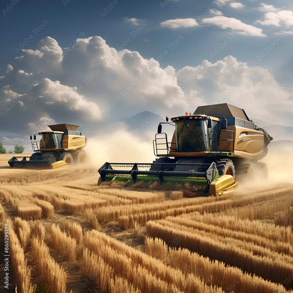 Fototapeta premium combine harvester working on a field