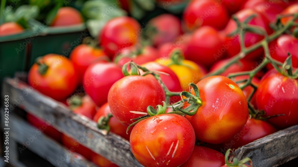 Fresh Red Tomatoes in Market Crate Fresh Red Tomatoes in Market Crate