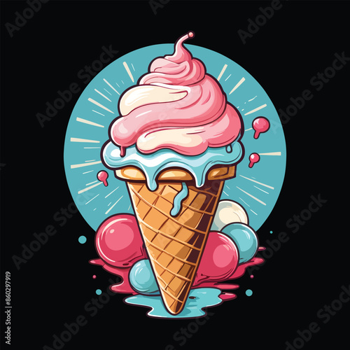 ice-cream design for t shirt retro style