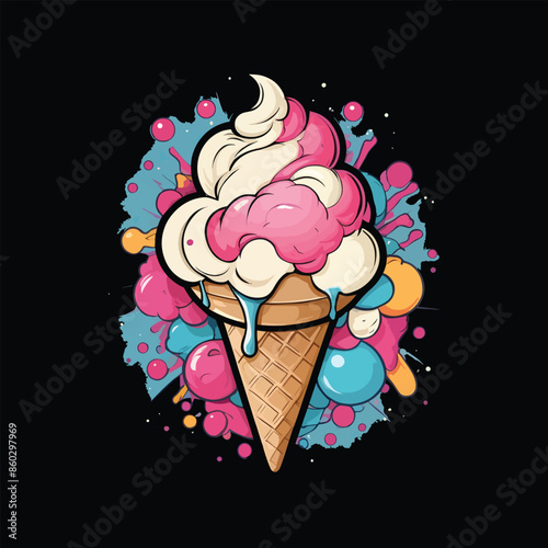 ice-cream design for t shirt retro style