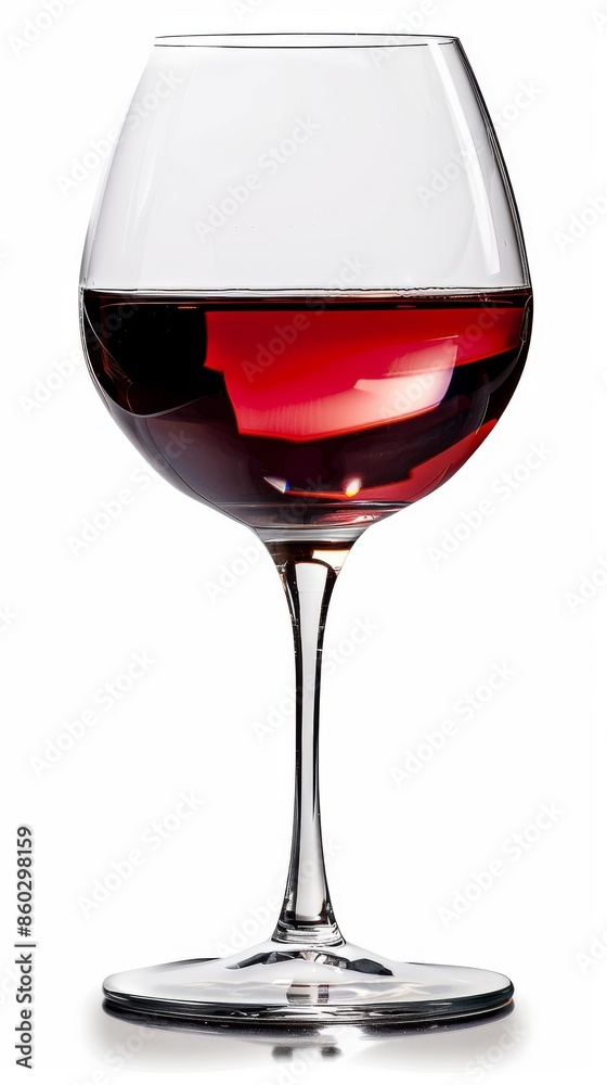 A Glass of Red Wine on a White Background