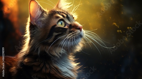 cat on a black background