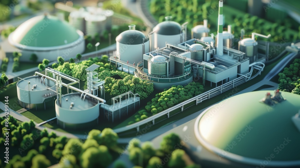 Large Scale Biogas Plant with Scientists Monitoring Waste to Energy