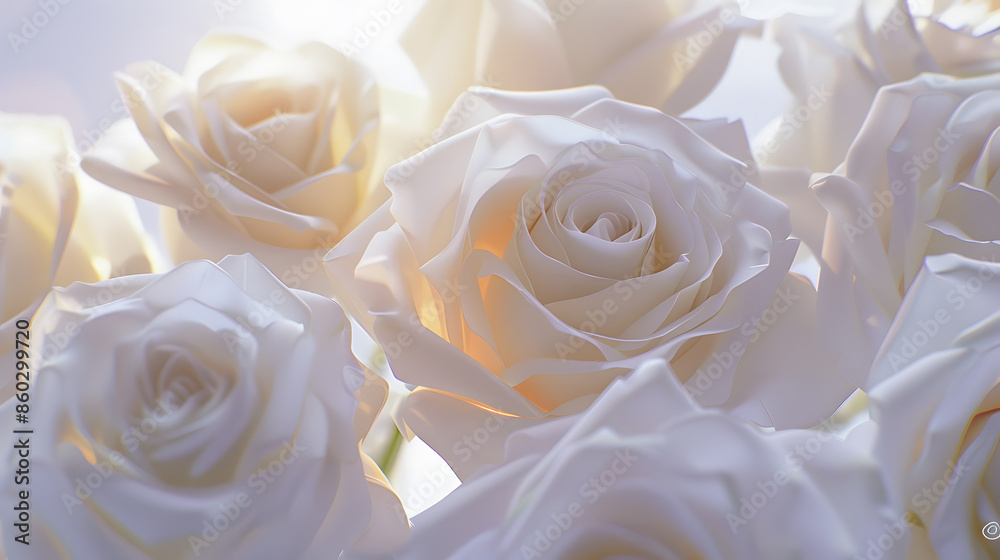 Artificial white roses spread out : Generative AI Artificial white roses spread out : Generative AI