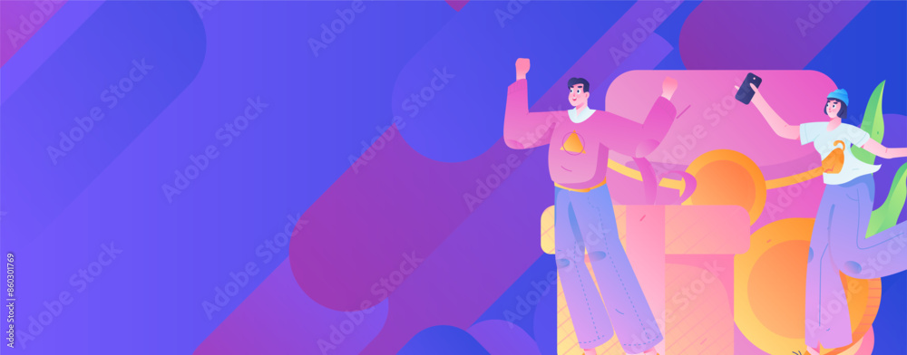 custom made wallpaper toronto digitalUse red envelopes to attract new customers and promote activity. Flat vector character concept illustration
