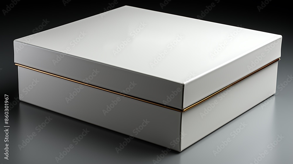 Blank white box mock up with a glossy surface, Clean and minimalistic box mock up on a plain gray surface Blank white box mock up with a glossy surface, Clean and minimalistic box mock up on a plain gray surface