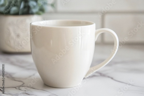White Ceramic Mug on Marble Surface