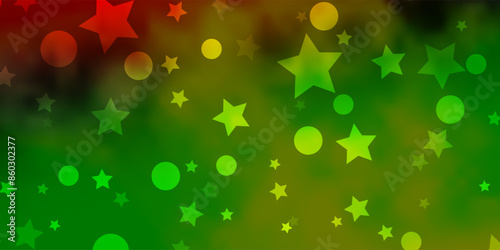 Light Multicolor vector pattern with circles, stars.