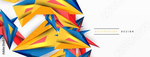 Minimal geometric abstract background. Low poly dynamic triangle design. Trendy techno business template for wallpaper, banner, background or landing