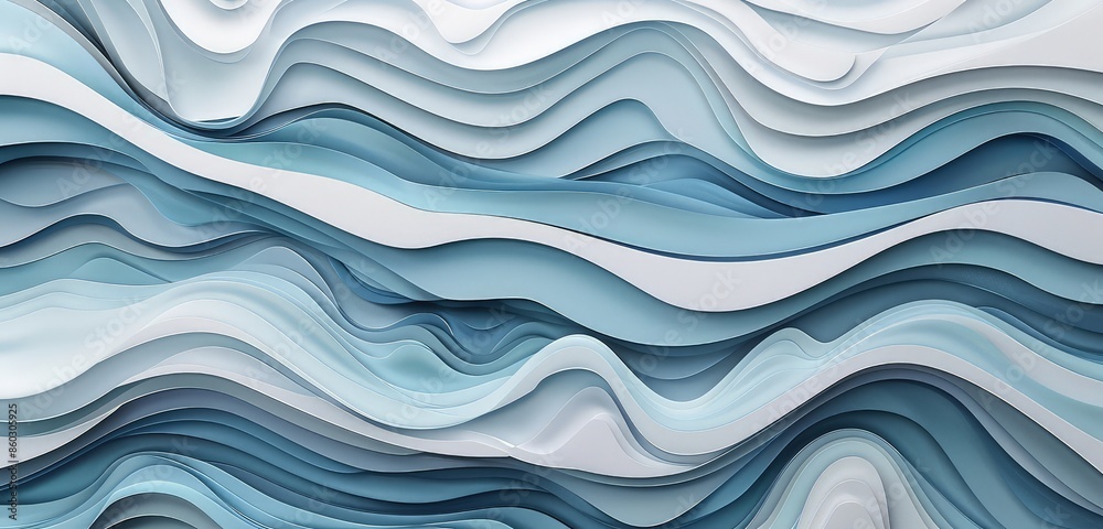 A sophisticated 3D rendering of a wave pattern paper cut background, with elegant layers of paper and smooth wave patterns creating a harmonious visual effect. A sophisticated 3D rendering of a wave pattern paper cut background, with elegant layers of paper and smooth wave patterns creating a harmonious visual effect.