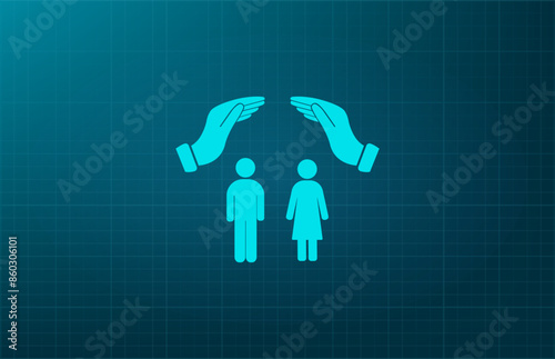 Vector illustration, blue background.