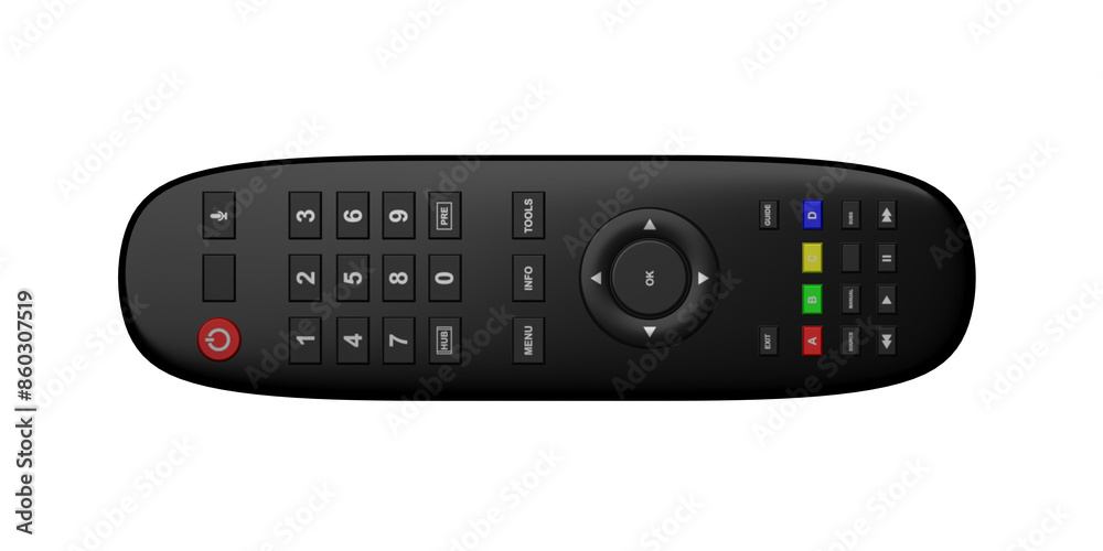 TV remote control isolated on white transparent, 3d render TV remote control isolated on white transparent, 3d render