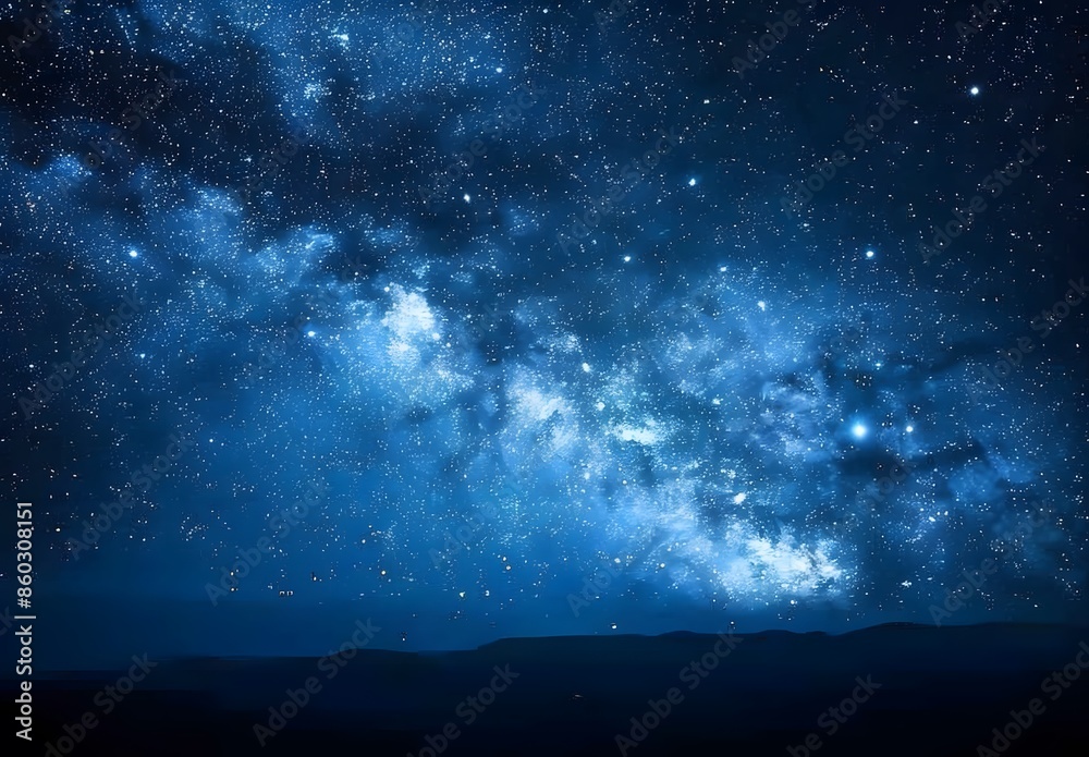 Starry Night Sky with Deep Blue Color and Scattered Stars Starry Night Sky with Deep Blue Color and Scattered Stars