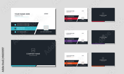 Set of modern business card design template with multiple colour variation, visiting card template.