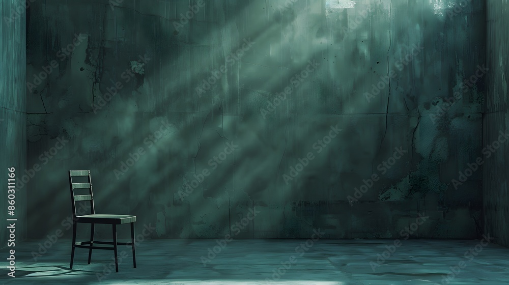 Dimly Lit Room with Single Chair and Shadows Dimly Lit Room with Single Chair and Shadows