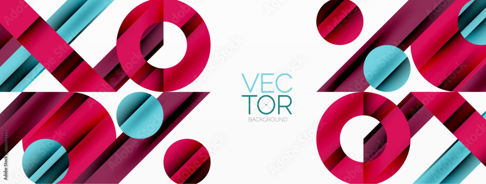 Circle and line geometric background. Round shapes with diagonal lines composition for wallpaper, banner, background or landing Circle and line geometric background. Round shapes with diagonal lines composition for wallpaper, banner, background or landing