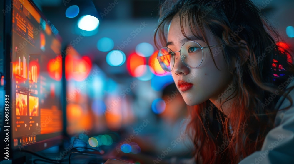 Focused Gamer with Red Hair and Glasses Focused Gamer with Red Hair and Glasses