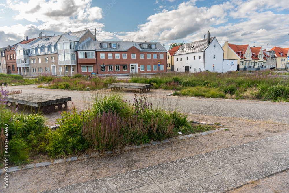 Beautiful residential houses in a European town Beautiful residential houses in a European town
