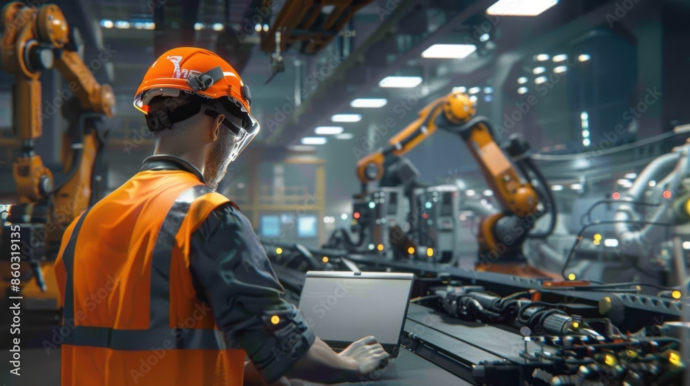 A worker in automated factory A worker in automated factory