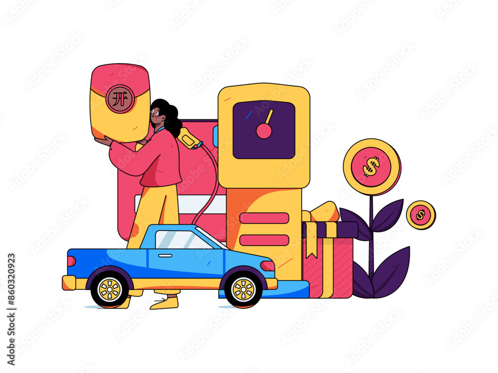 Vector Internet operation hand-drawn illustration of people getting discounts for refueling their cars
Vector Internet operation hand-drawn illustration of people getting discounts for refueling their cars