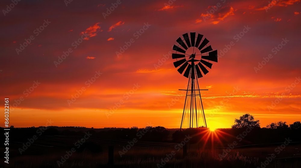 majestic windmill silhouette at sunset on farm with solar panels renewable energy landscape photography majestic windmill silhouette at sunset on farm with solar panels renewable energy landscape photography