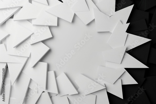 Monochrome Geometric Tiles Abstract Background with Central White Space for Modern Design