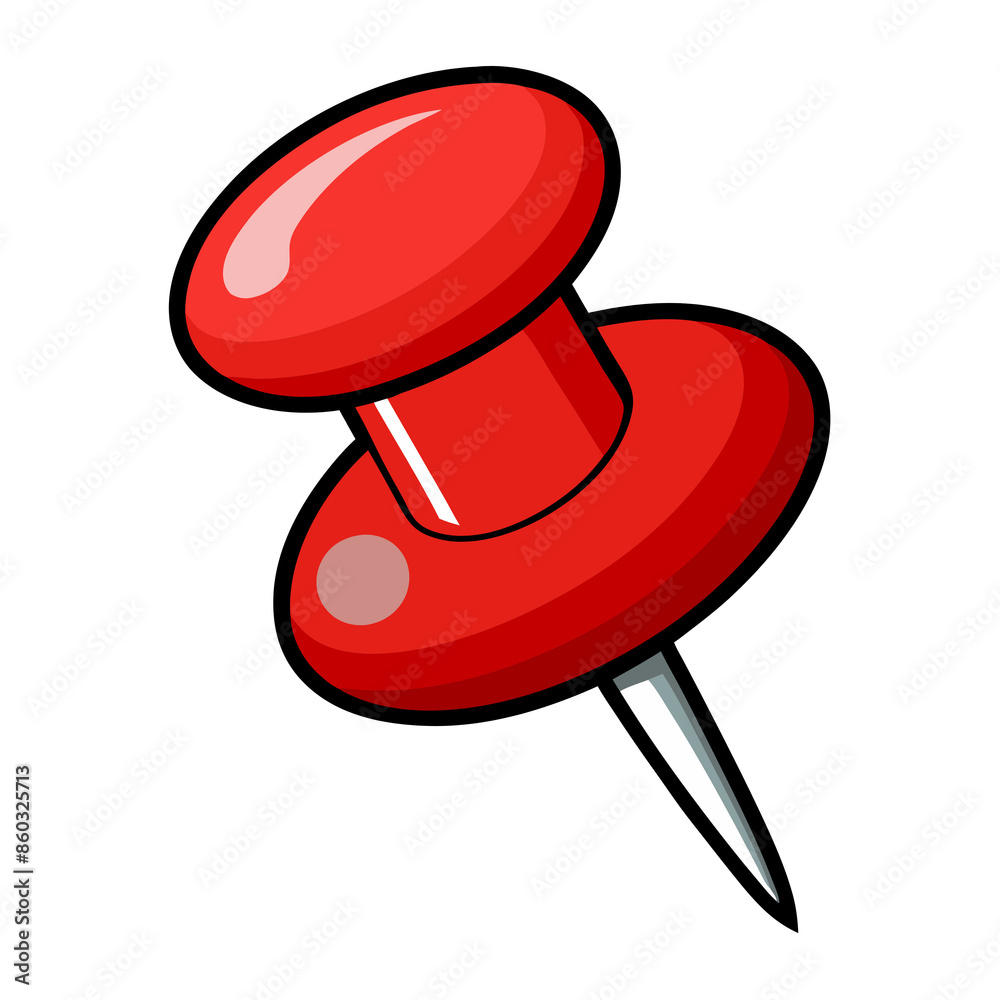 High-quality illustration of a red pushpin. Perfect for office, school, organization and stationery-related uses in various projects. High-quality illustration of a red pushpin. Perfect for office, school, organization and stationery-related uses in various projects.