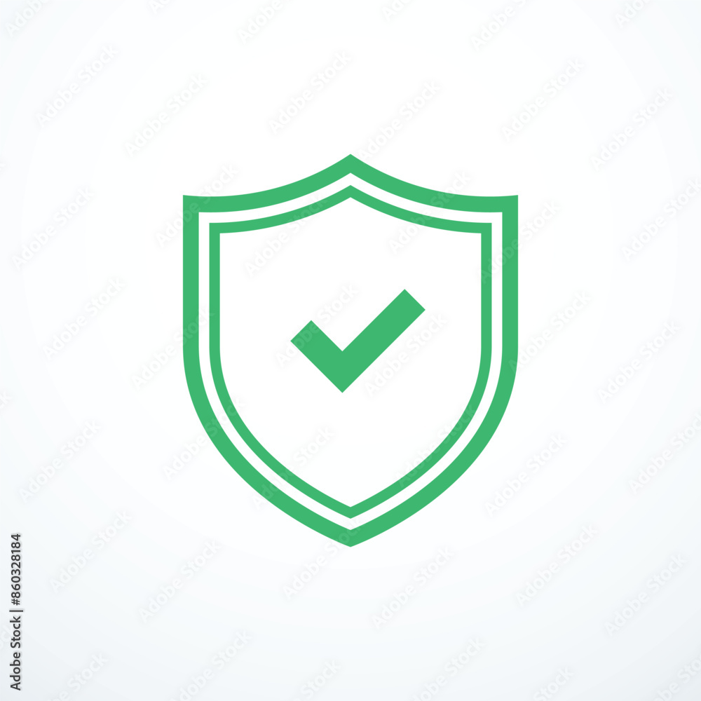 Green shield check mark icon. Vector illustration Green shield check mark icon. Vector illustration