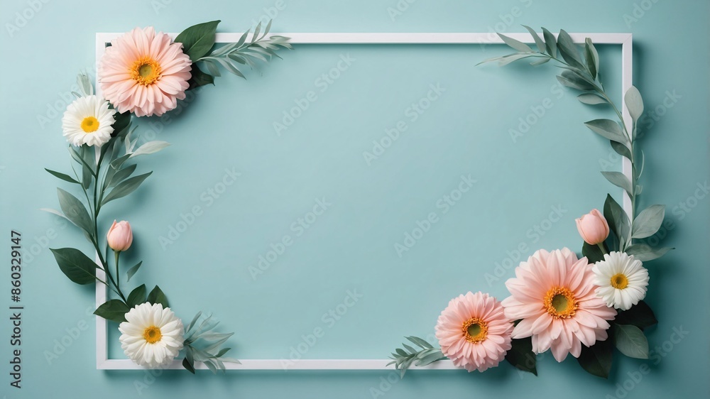 Floral Frame with Pastel Pink and White Flowers Floral Frame with Pastel Pink and White Flowers