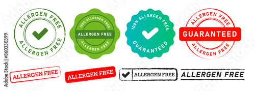 stamp and seal badge allergen free label sticker sign for healthy food product