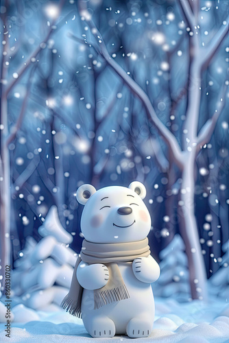 Cute Cartoon Polar Bear in ...
